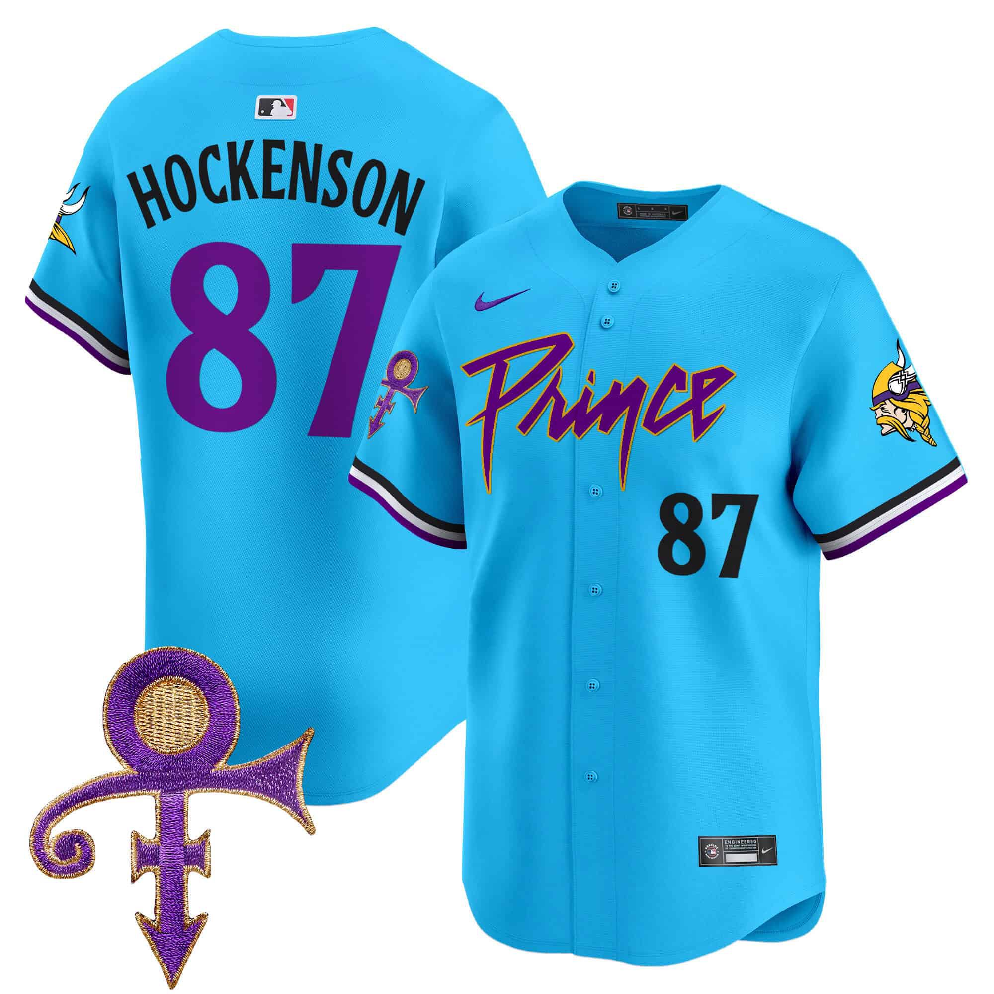 Men Minnesota Vikings 87 Hockenson Light Blue 2024 Nike Prince Patch Vapor Premier Limited NFL Jersey